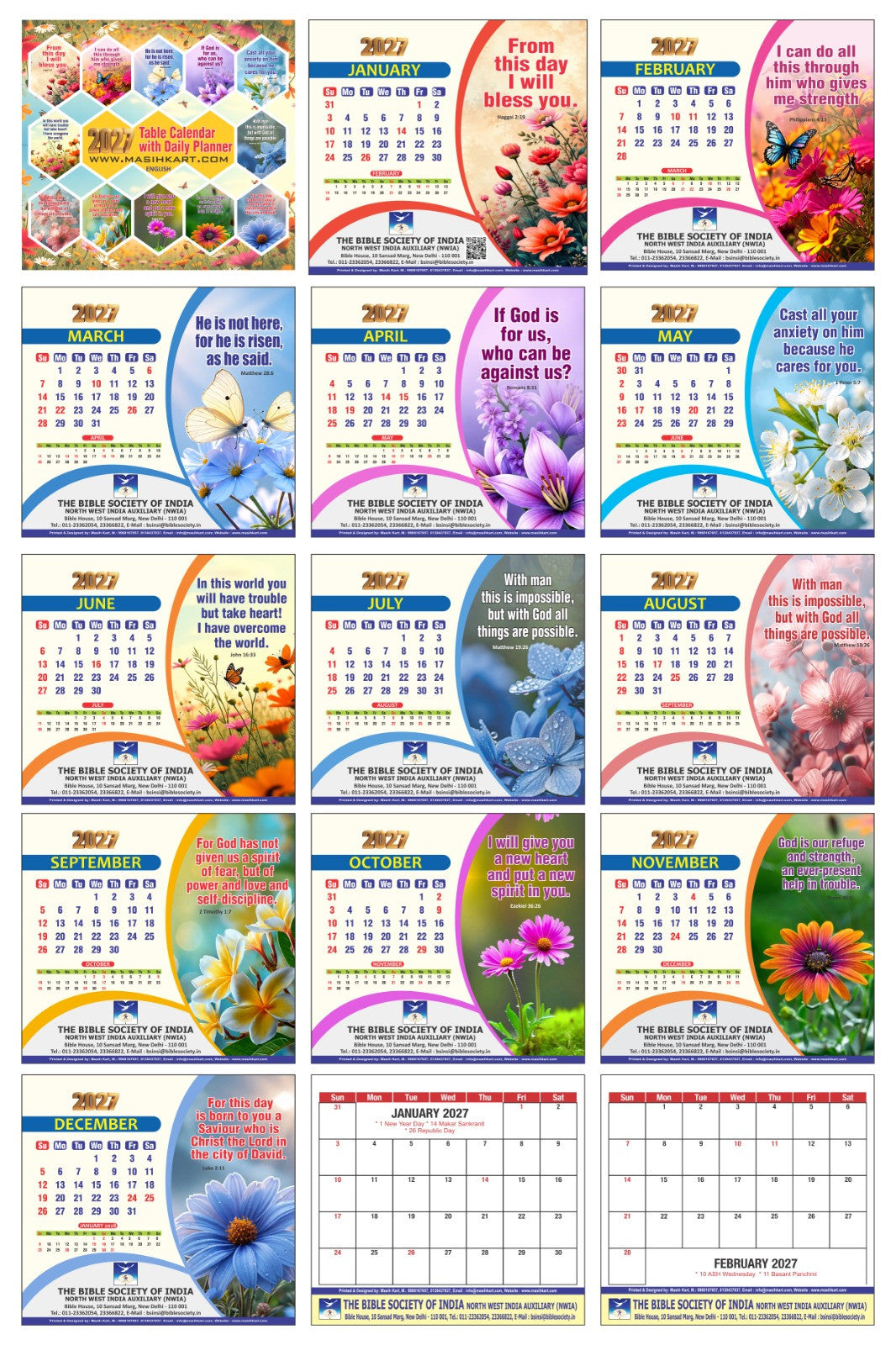 Table Calendar with Daily Planner 6x6 - English